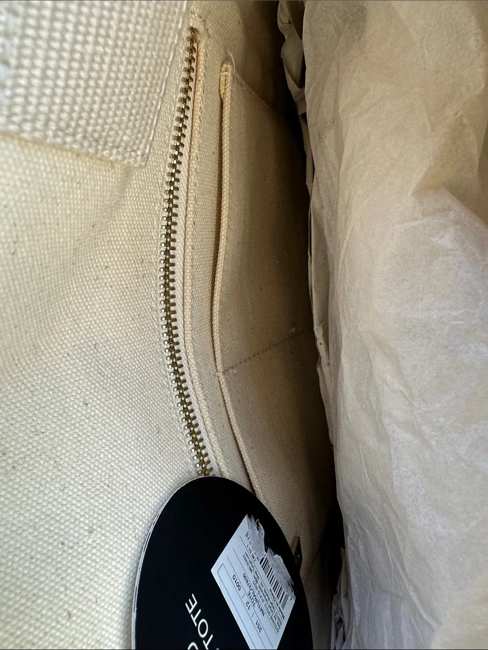 Oscar de la Renta Beige Canvas Tote with White Floral Print